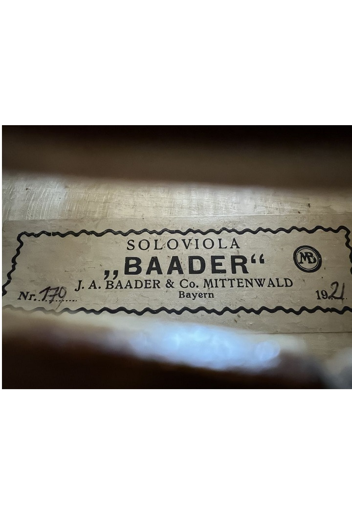 Baader J.A. - Mittenwald anno 1921 - "Baader Soloviola" - B-115 - 41,3